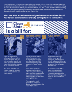 Cover page of Clean Slate Bill 2-page Fact Sheet