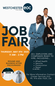 WEOC SPRING 2023 JOB FAIR On Thursday May 4, 2023 from 11am – 2pm, 26 South Broadway, Yonkers, NY 10701